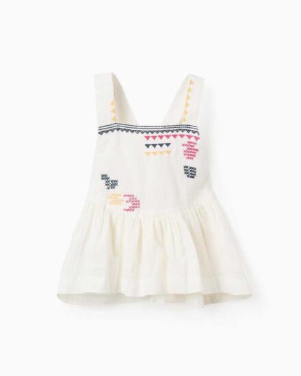 Top T ZIPPY beige bordados punto de cruz