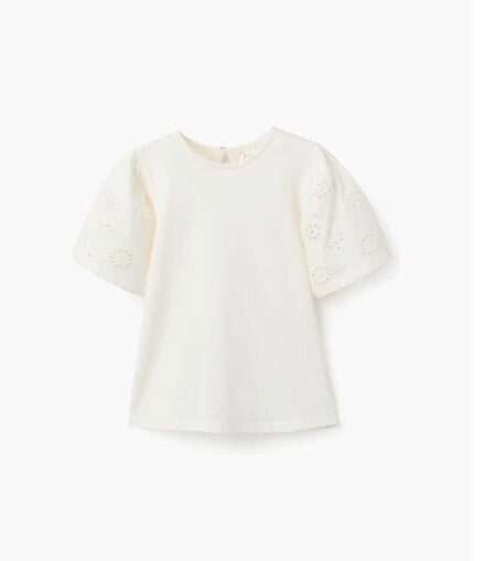 Camiseta m/c ZIPPY blanca c/mangas bordadas