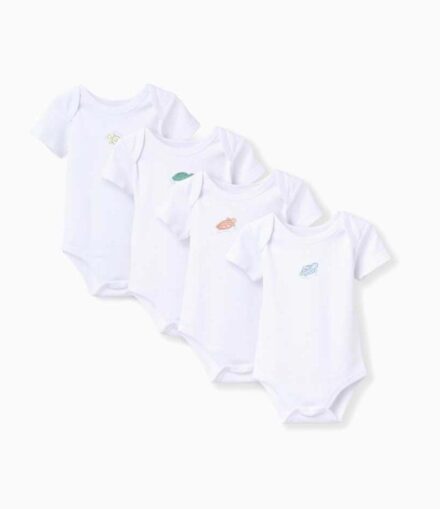 Pack 4 bodys ZIPPY blancos algodón con tortugas